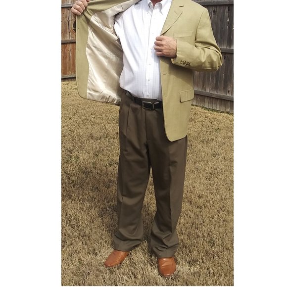 Gianfranco Ruffini Men's Sports Jacket Silk & Worsted Wool Size 39  Tan - Picture 5 of 7